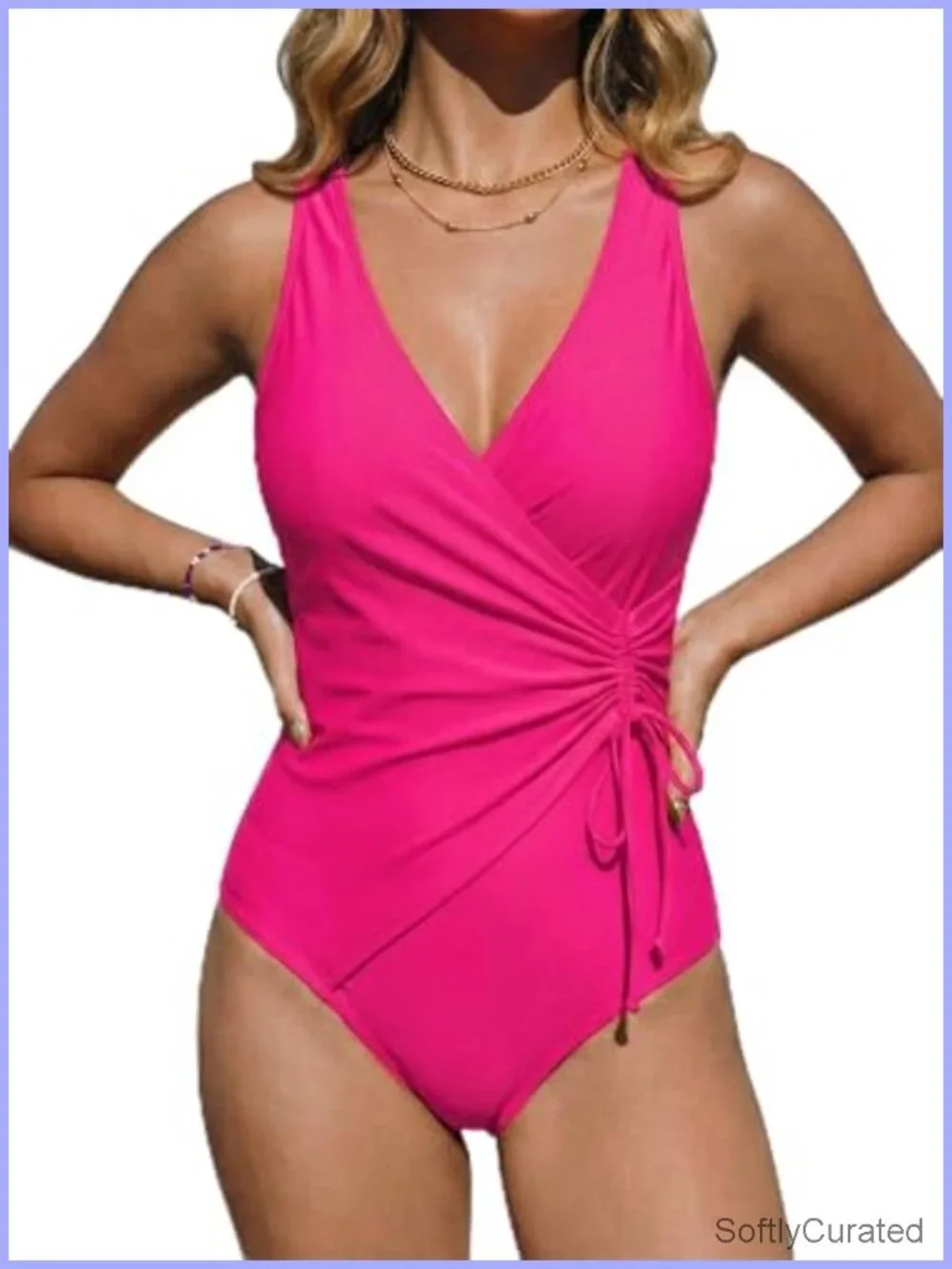 V-Neck One Piece Swimsuit with Adjustable Straps and Removable Padding